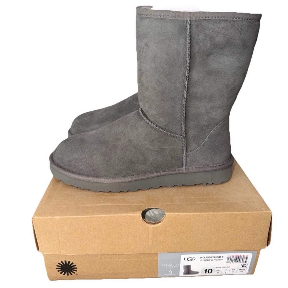 UGG Classic Short II Suede Boots Women’s Size 10 Grey 1016223 🚨 NEW IN BOX 🚨